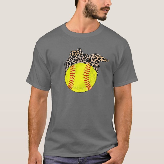 Camiseta Softball com Leopardo Bandana Engraçado Lover Soft (Frente)