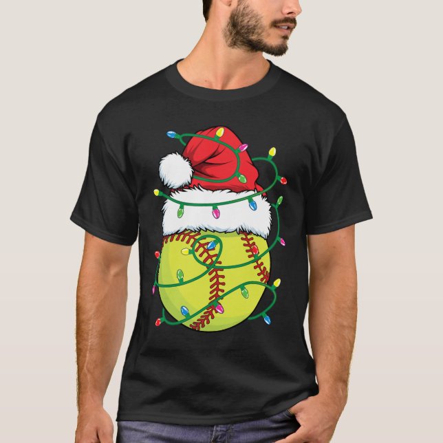 Camiseta Softball com Papai Noel Meninas Natal X (Frente)