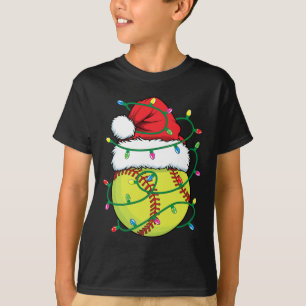 Camiseta Softball com Papai Noel Meninas Natal X
