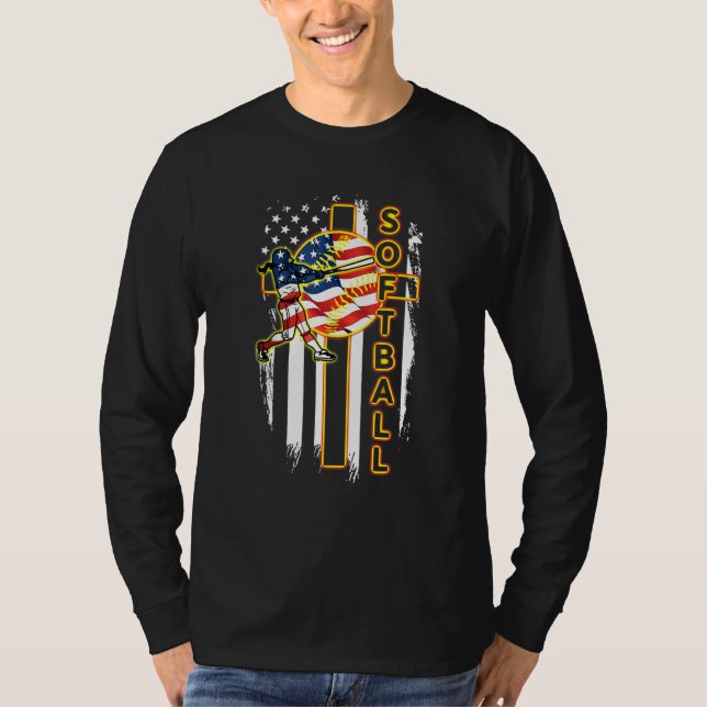 Camiseta Softball Cross Jesu God Flag Roupa (Frente)