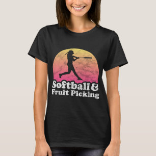 Camiseta Softball e Frutas escolhendo mulheres ou meninas