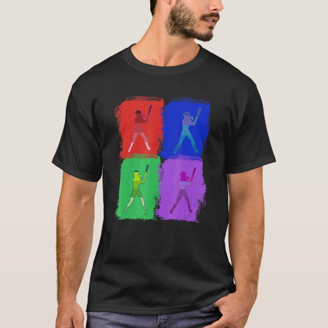 Camiseta softball game Colorful Pop art (Frente)