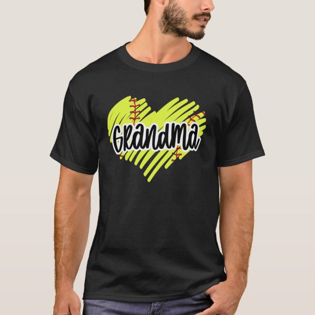 Camiseta Softball Heart Ball Grandma Graphic Softball (Frente)