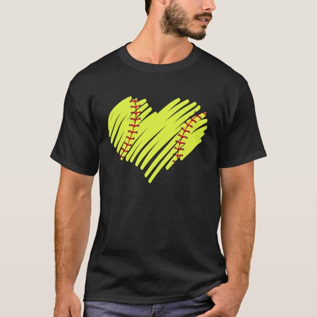 Camiseta Softball Heart Ball Mom Dad Men Women Baseball (Frente)