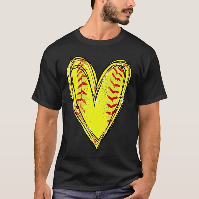 Camiseta Softball Heart Love Softball Mom Softball Game Day (Frente)