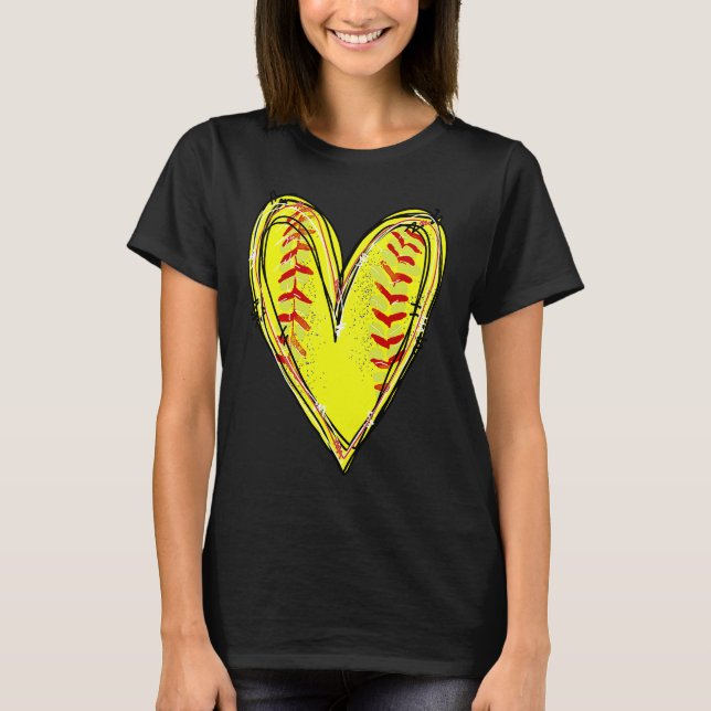 Camiseta Softball Heart Love Softball Mom Softball Game Day (Frente)