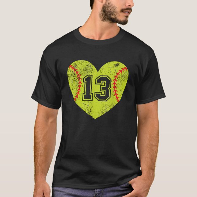 Camiseta Softball Heart Player 13 Softball Variação do Pai  (Frente)