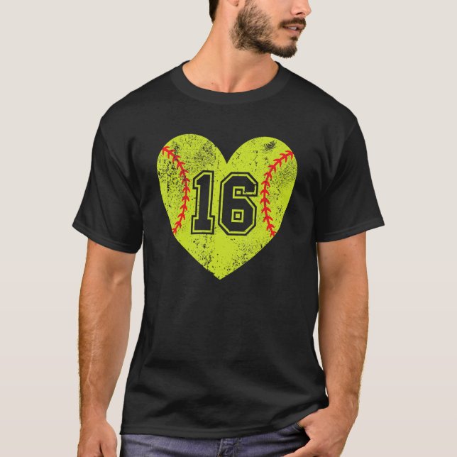 Camiseta Softball Heart Player 16 Softball Variação do Pai  (Frente)