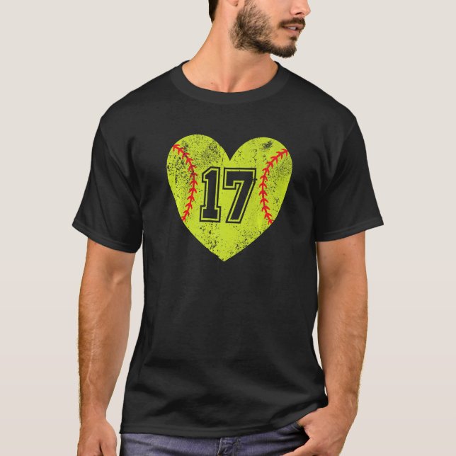 Camiseta Softball Heart Player 17 Softball Variação do Pai  (Frente)