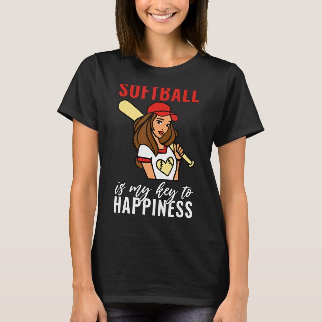 Camiseta Softball is my Key to Happiness   Softball (Frente)