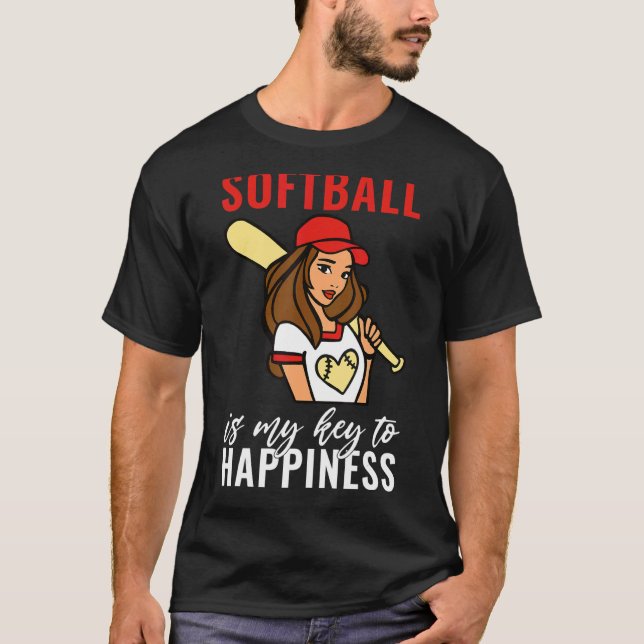 Camiseta Softball is my Key to Happiness   Softball (Frente)