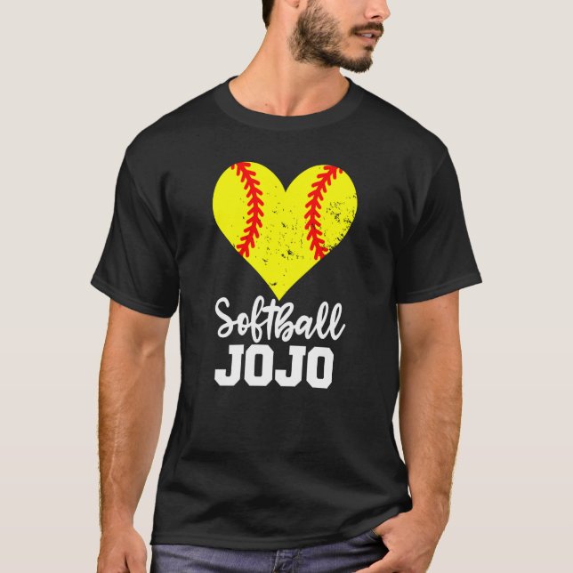 Camiseta Softball Jojo Softball Heart Vovó JoJo (Frente)