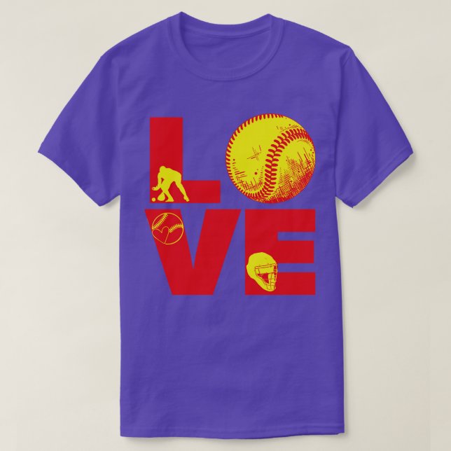 Camiseta Softball LOVE Engraçado (Frente do Design)