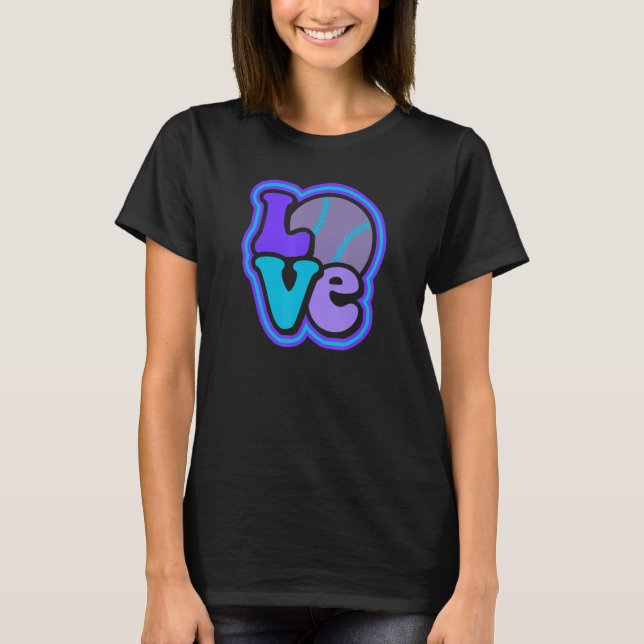 Camiseta Softball Love for Teen Girls & Women Blue & Purple (Frente)