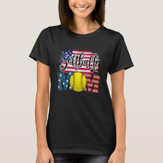Camiseta Softball, Mãe, Bandeira Americana