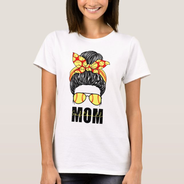 Camiseta Softball Mãe Coque Desarrumado (Frente)