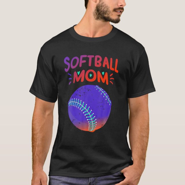 Camiseta Softball Mãe Engraçado Jogador De Beisebol Apoiado (Frente)