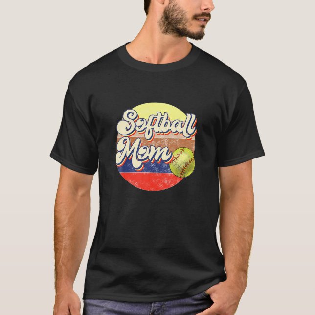 Camiseta Softball Mãe Retro T (Frente)