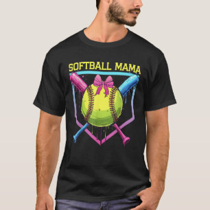 Camiseta Softball Mama Casa Arco de coquete de Placa Mulher