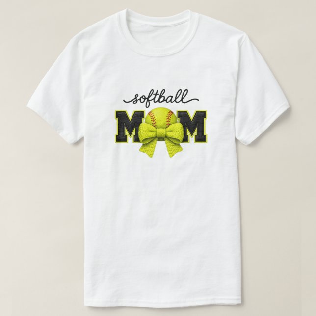 Camiseta Softball Mama Faux yarn, Knit  Sports Tee (Frente do Design)