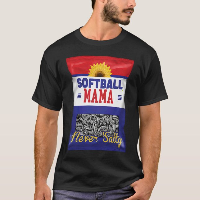 Camiseta Softball Mama Never Salty Mom Sunflower Seed  Play (Frente)
