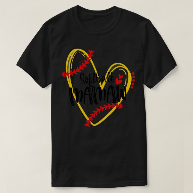 Camiseta Softball Mamaw Softball Heart (Frente do Design)