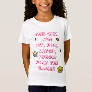 Camiseta softball-meninas, jogador Silhou de
