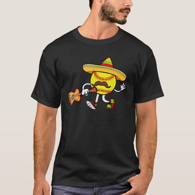 Camiseta Softball Mexicano Guitar Hat Cinco De Mayo (Frente)