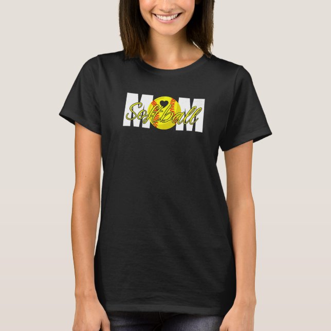 Camiseta Softball Mom Heart Mama Mother's Day   (Frente)