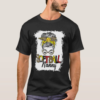 Camiseta "Softball Nanny Life With Leopard Messy Bun Mãe"