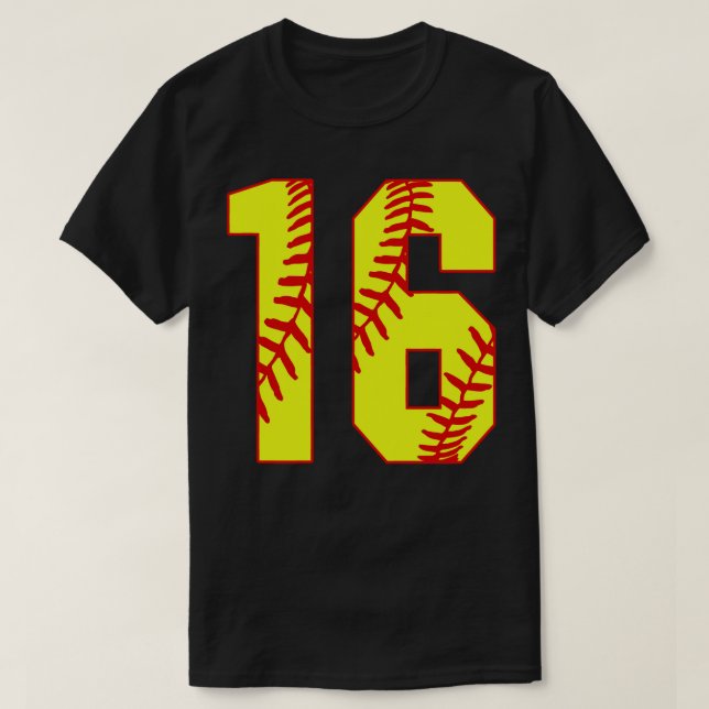 Camiseta Softball Número 16 16 Softball Jersey U (Frente do Design)