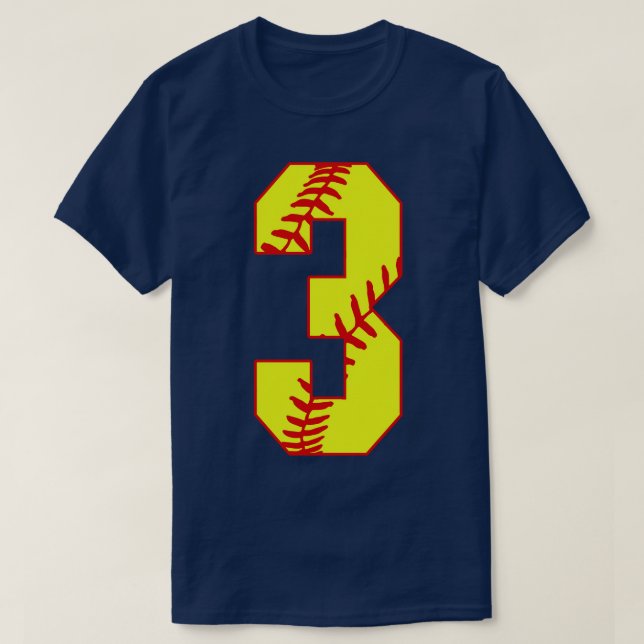 Camiseta Softball Número 3 3 Softball Jersey Uni (Frente do Design)