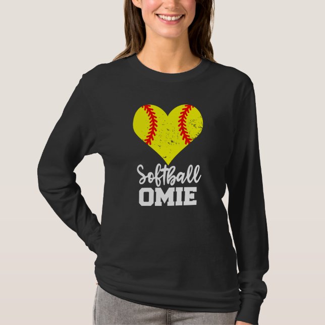 Camiseta Softball Omie Softball Heart Grandma Omie (Frente)