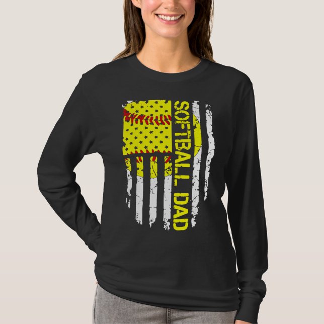 Camiseta Softball Pai Americano Flag Vintage (Frente)