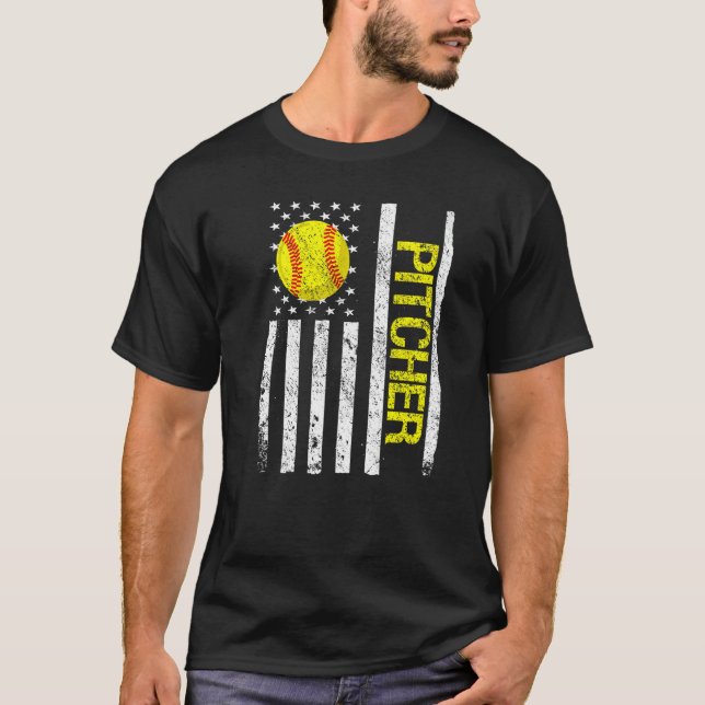 Camiseta Softball Pitcher USA Flag (Frente)