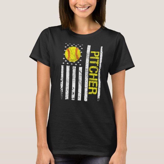 Camiseta Softball Pitcher USA Flag (Frente)