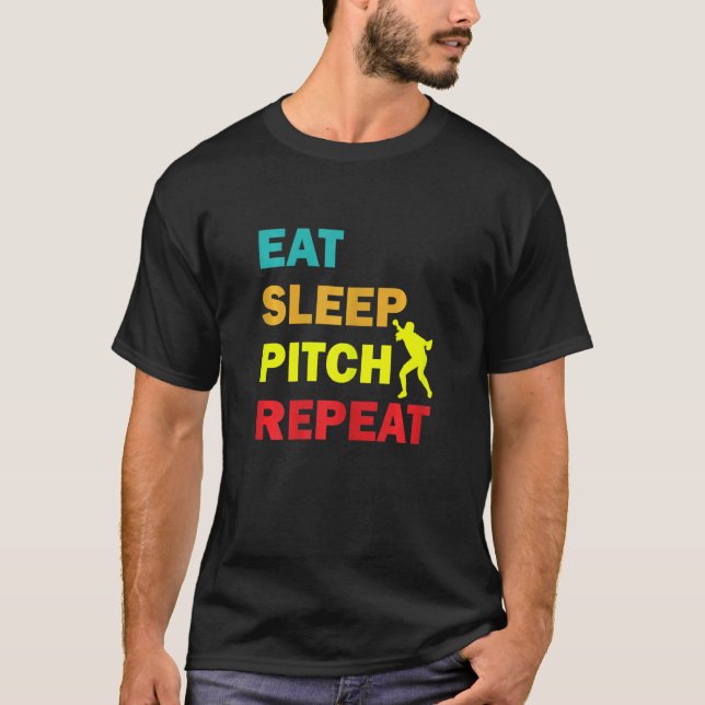 Camiseta Softball Player Coma Sleep Repetite Divertido (Frente)