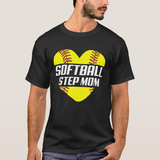 Camiseta Softball Player Family Gifts Softball Step Mãe Hea (Frente)