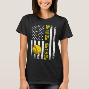 Camiseta Softball Pop Pop Bandeira Americana Softball Vinta