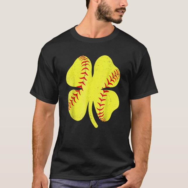 Camiseta Softball Shamrock Lucky Clover Irish St Patrick's  (Frente)
