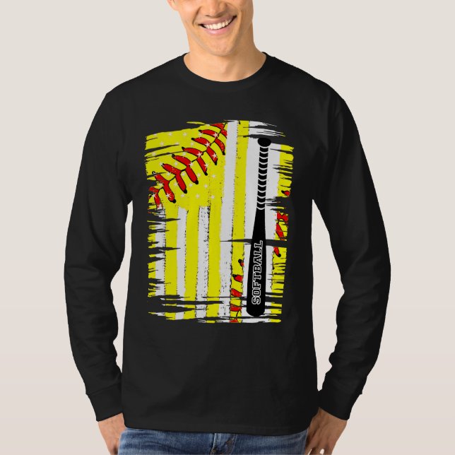 Camiseta Softball Softball Player US Flag Themed Sport Coac (Frente)