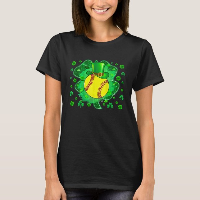Camiseta Softball St Patricks Day Leprechaun Shamrock Boys  (Frente)