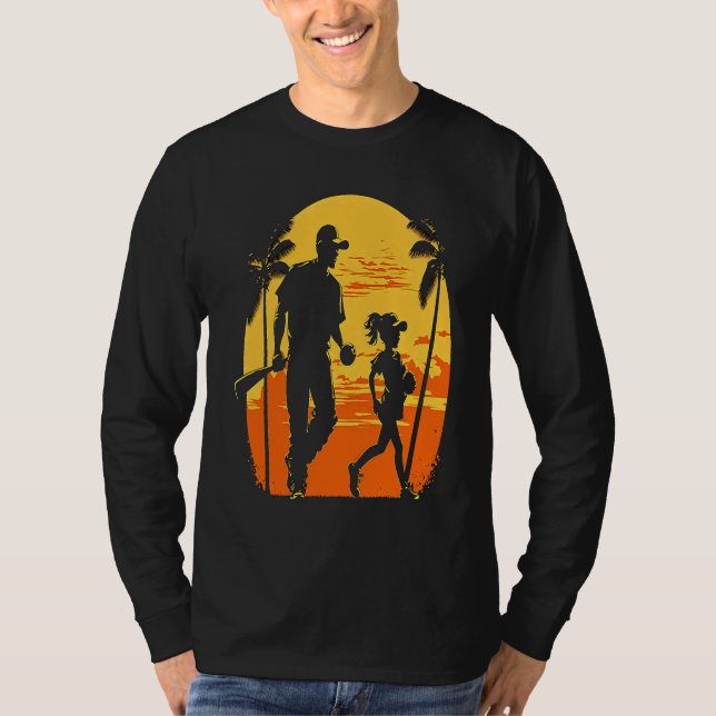 Camiseta Softball Team Fans Father And Daughter Playing  3 (Frente)