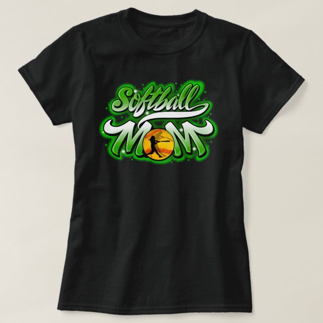 Camiseta Softball -verde- t-shirt da mãe (Frente do Design)