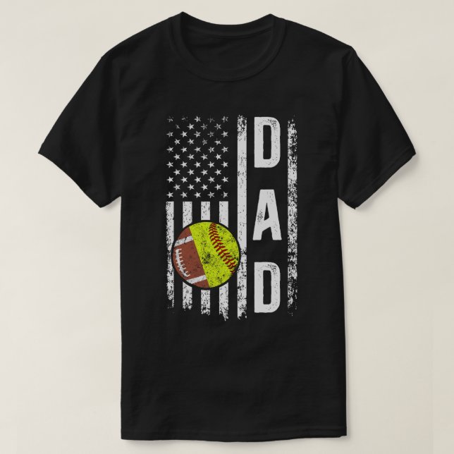 Camiseta SoftballPai EUA FlagSoftball Fatherboy (Frente do Design)