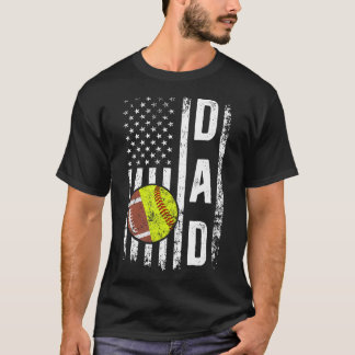 Camiseta SoftballPai EUA FlagSoftball Fatherboy