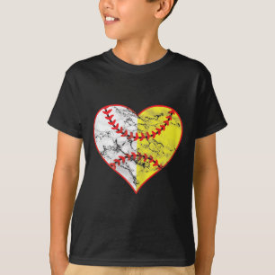 Camiseta Softbol Coração Mãe Beisebol Dia das Mães Melhor B