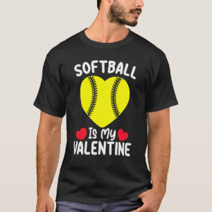 Camiseta Softbol É Meus Esportes Do Dia De São Valentim