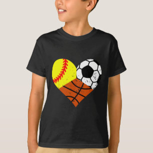 Camiseta Softll Futebol Esboço Coração Engraçado Desportist