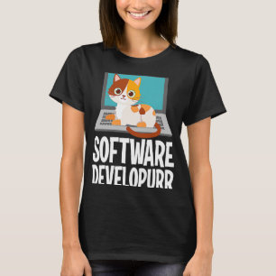 Camiseta Software Developer Programing Piada Cute Cat Lapto